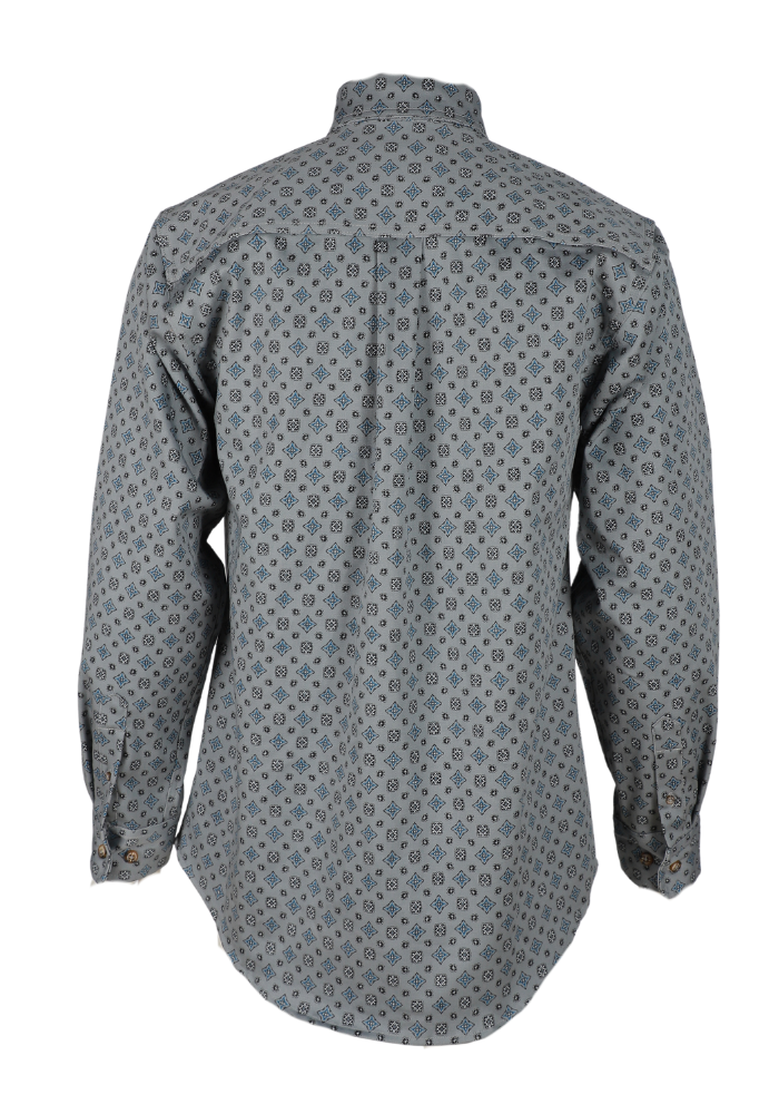 Forge Fr Men's Grey Plaid Printed Long Sleeve Shirt