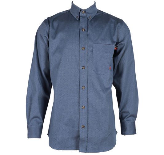 Forge Fr Men's Blue Printed Long Sleeve Shirt