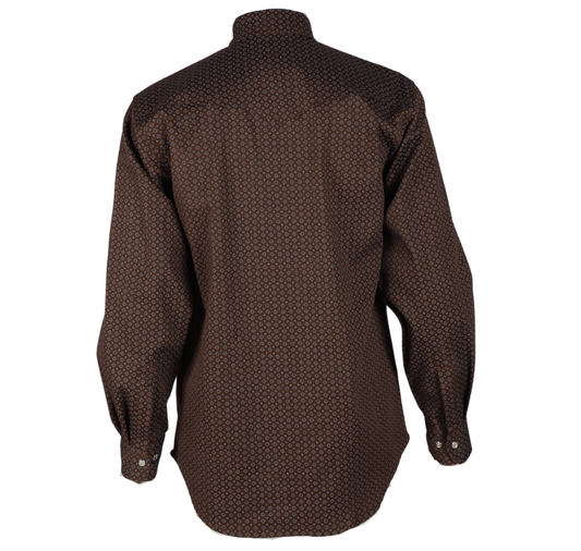 Forge Fr Men's Brown Plaid Printed Long Sleeve Shirt