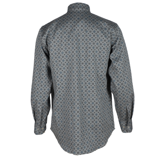 Forge Fr Men's Grey Plaid Printed Long Sleeve Shirt