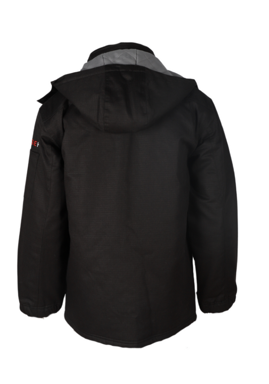 Forge Fr 	Me's Black Ripstop Insulated Jacket With Hood