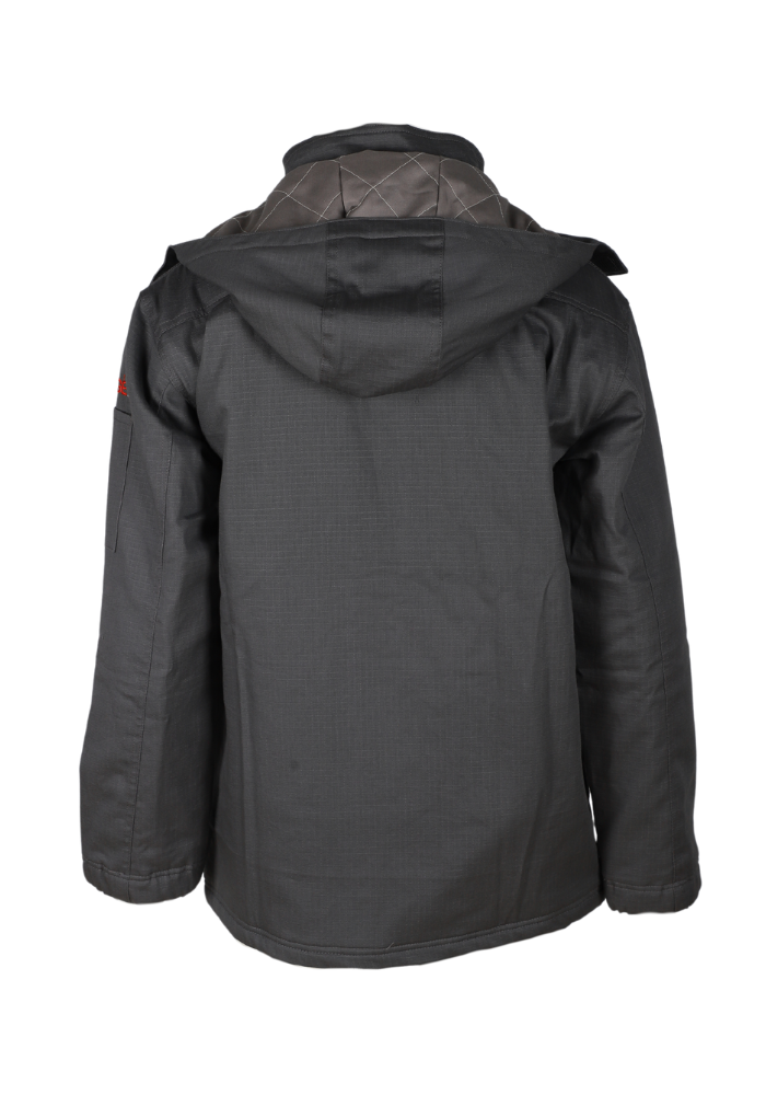Forge Fr 	Me's Charcoal Grey Ripstop Insulated Jacket With Hood