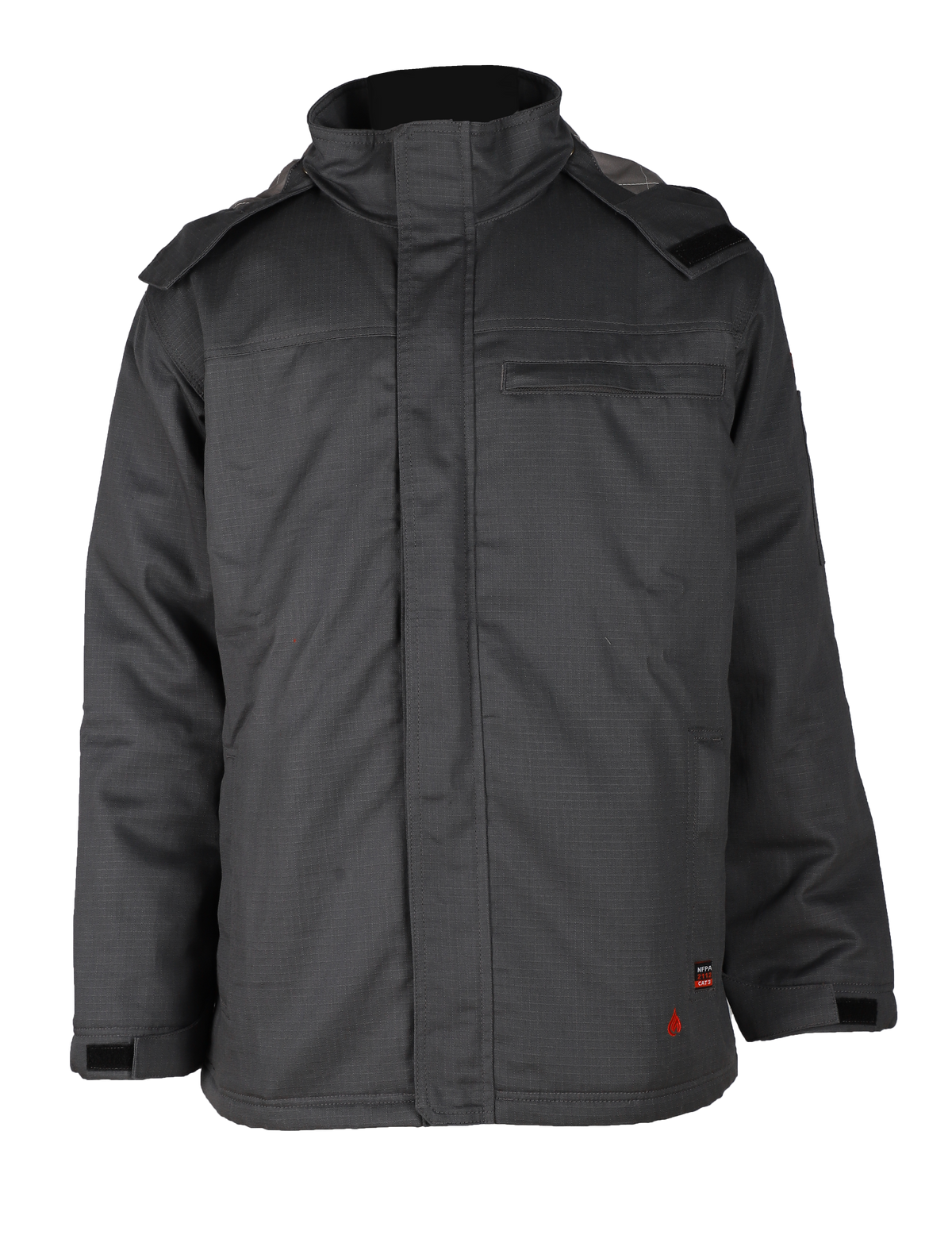 Forge Fr Me's Charcoal Grey Ripstop Insulated Jacket With Hood Forge Fr Me's Charcoal Grey Ripstop Insulated Jacket With Hood