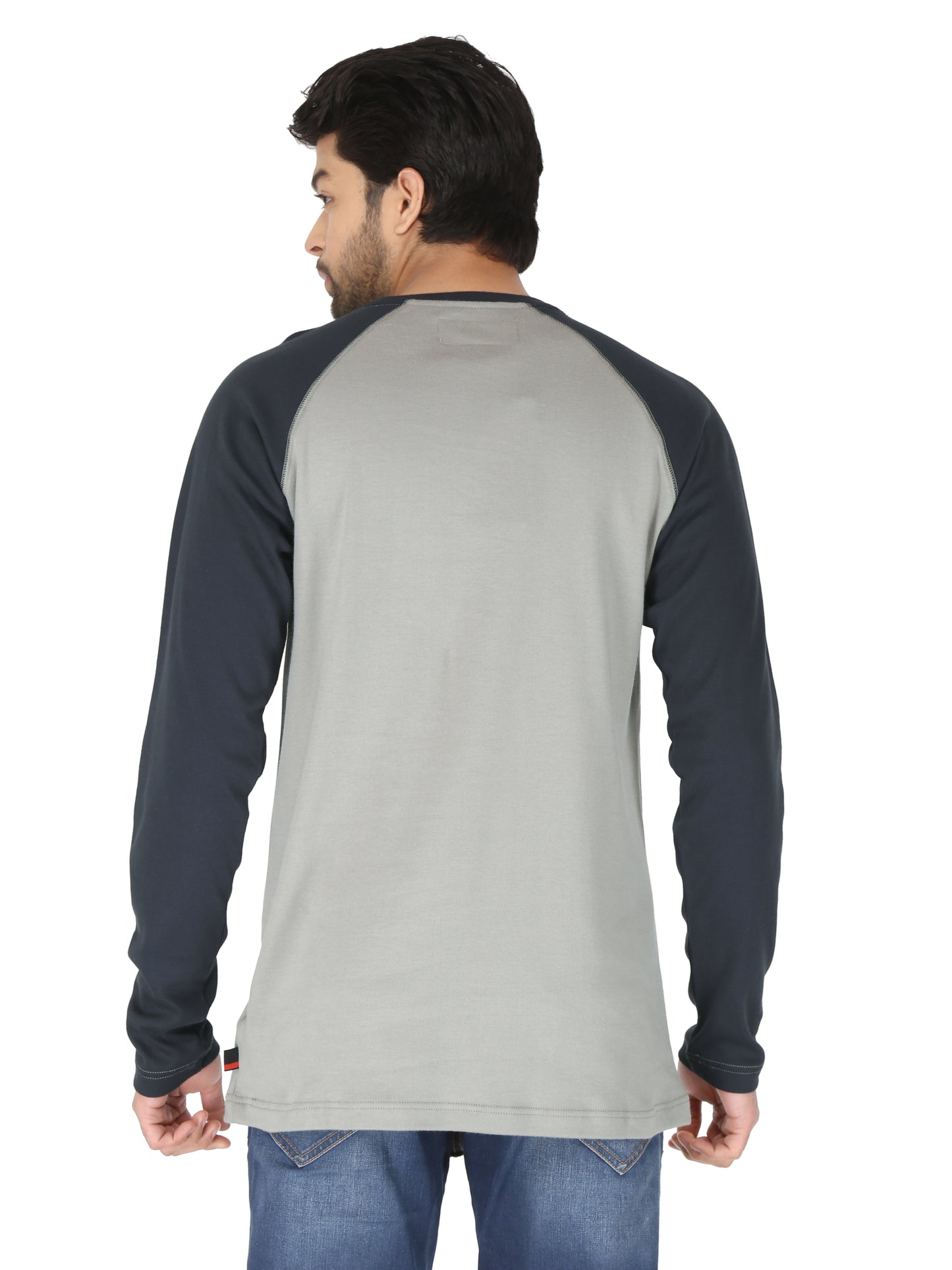 Forge Fr Men's Grey & Navy Baseball Long Sleeve T-shirt