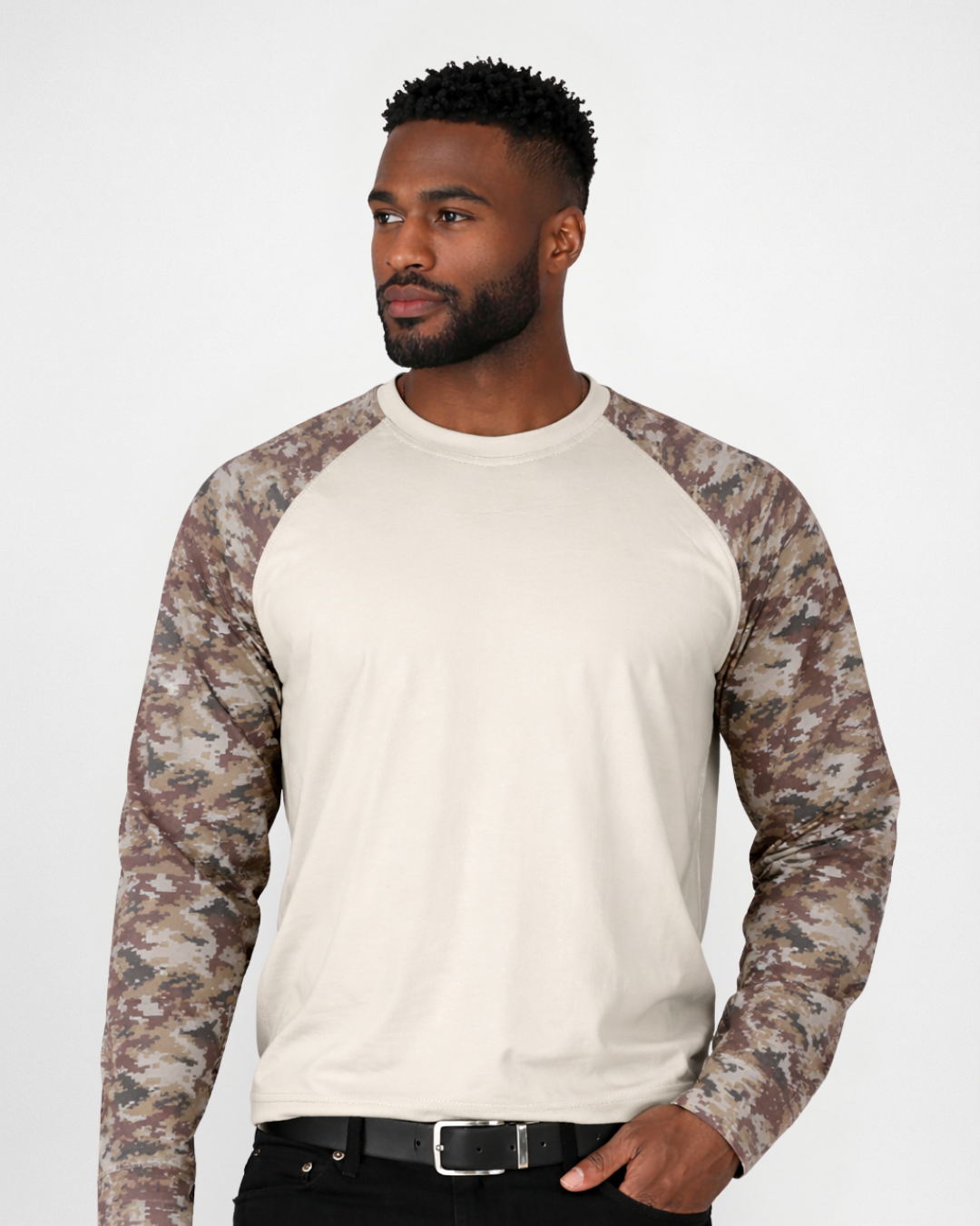 Forge Fr Men's Sand Camo Crew Neck Long Sleeve T-shirt