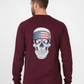 Forge Fr Men's Skull Print Burgundy Long Sleeve T-shirt