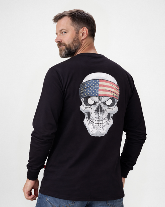 Forge Fr Men's Skull Print Black Long Sleeve T-shirt
