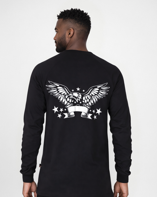 Forge Fr Men's Eagle print Black Long Sleeve T-shirt