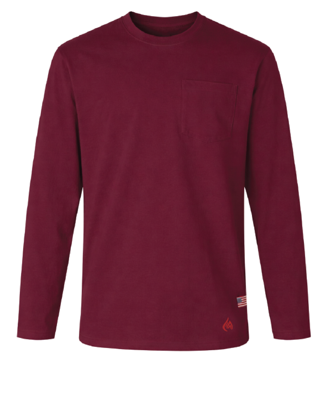 Forge Fr Men's Graphic Printed Burgundy Long Sleeve Crew neck T-shirt