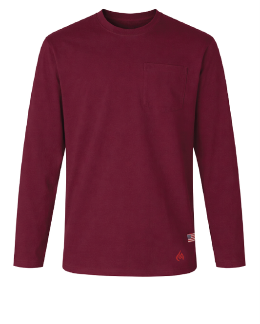 Forge Fr Men's Graphic Printed Burgundy Long Sleeve Crew neck T-shirt