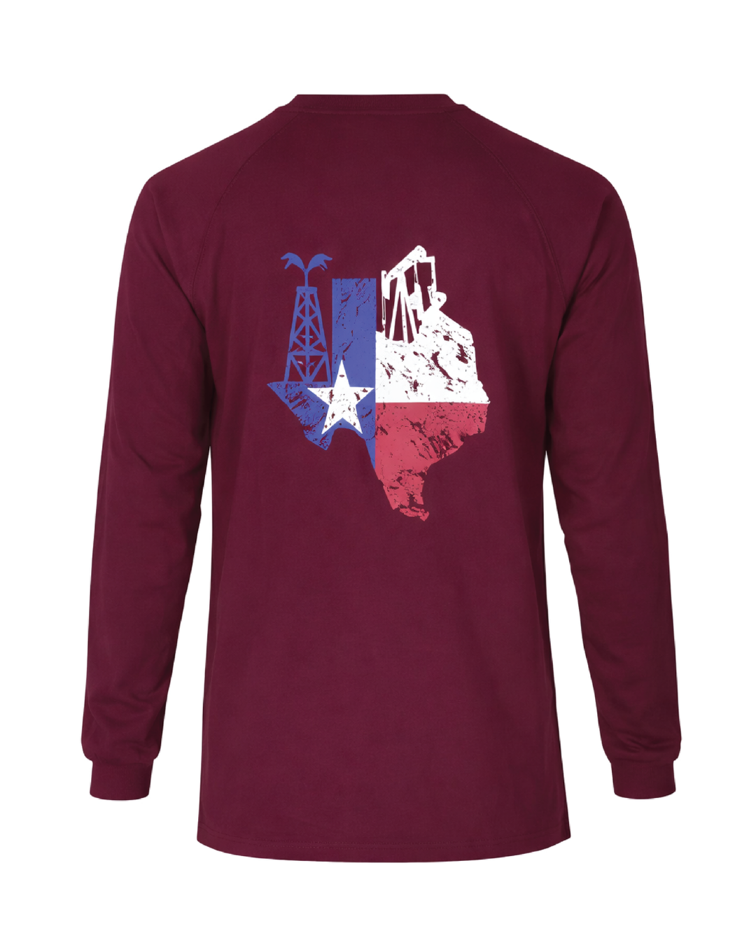 Forge Fr Men's Graphic Printed Burgundy Long Sleeve Crew neck T-shirt