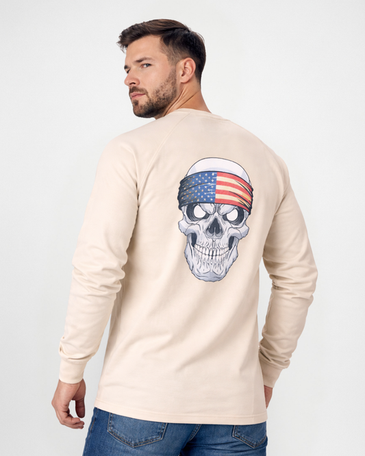 Forge Fr Men's Skull Print Sand Long Sleeve T-shirt