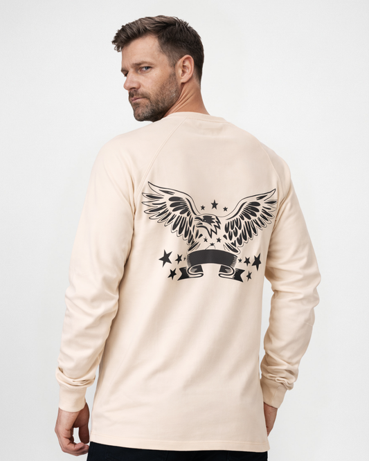 Forge Fr Men's Eagle Print Sand Long Sleeve T-shirt