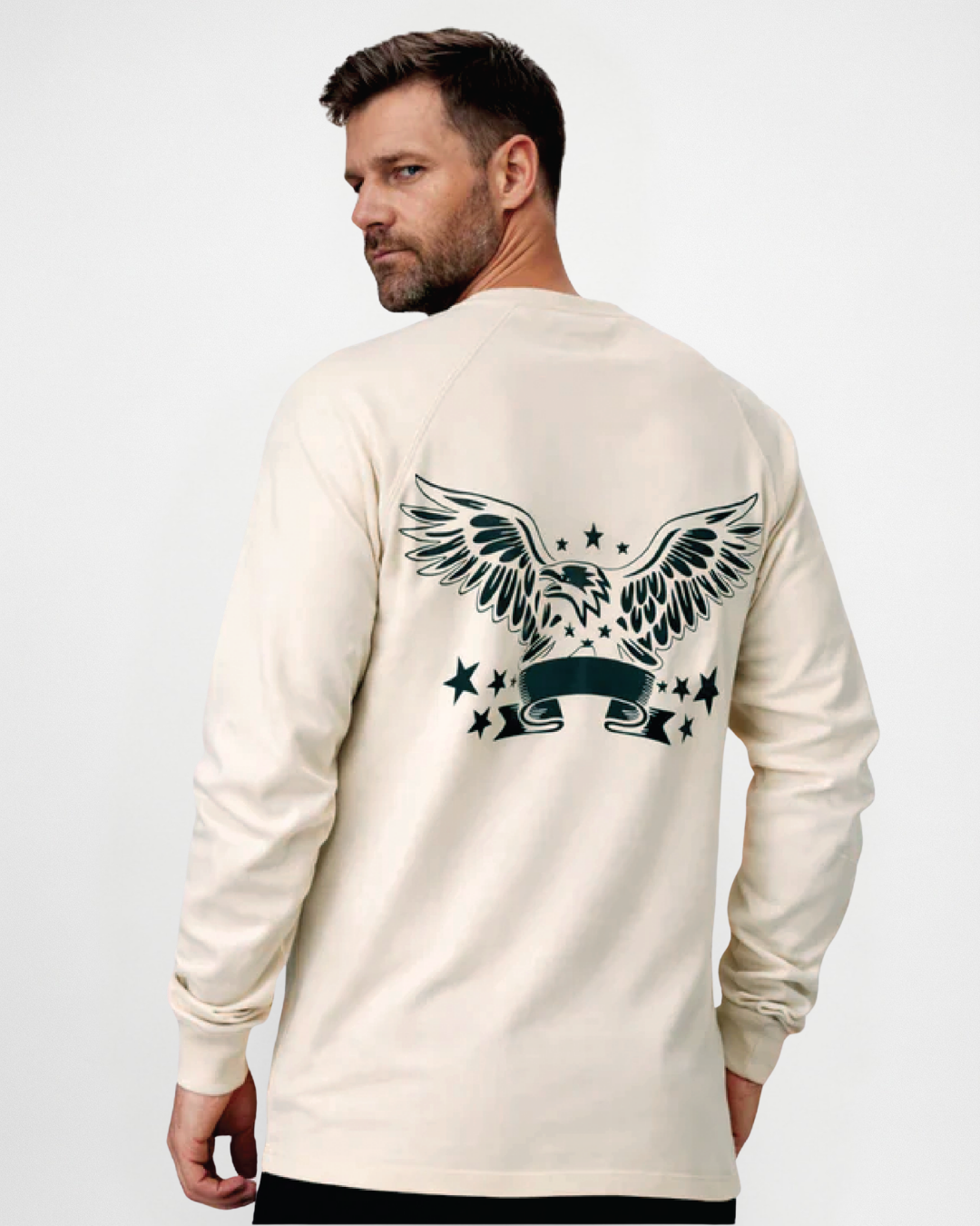 Forge Fr Men's Eagle Print Sand Long Sleeve T-shirt