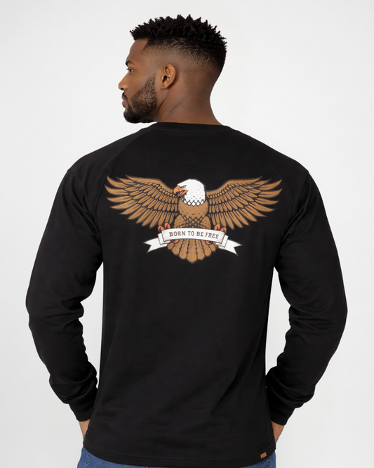 Forge Fr Men's Graphic Printed Black Long Sleeve T-shirt