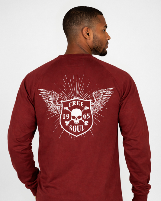 Forge Fr Men's Graphic Printed Burgundy Long Sleeve T-shirt