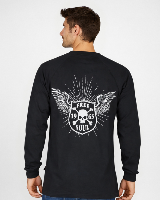 Forge Fr Men's Graphic Printed Navy Long Sleeve T-shirt