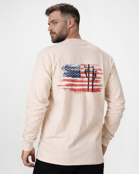 Forge Fr Men's Beige Graphic Printed  Long Sleeve T-shirt