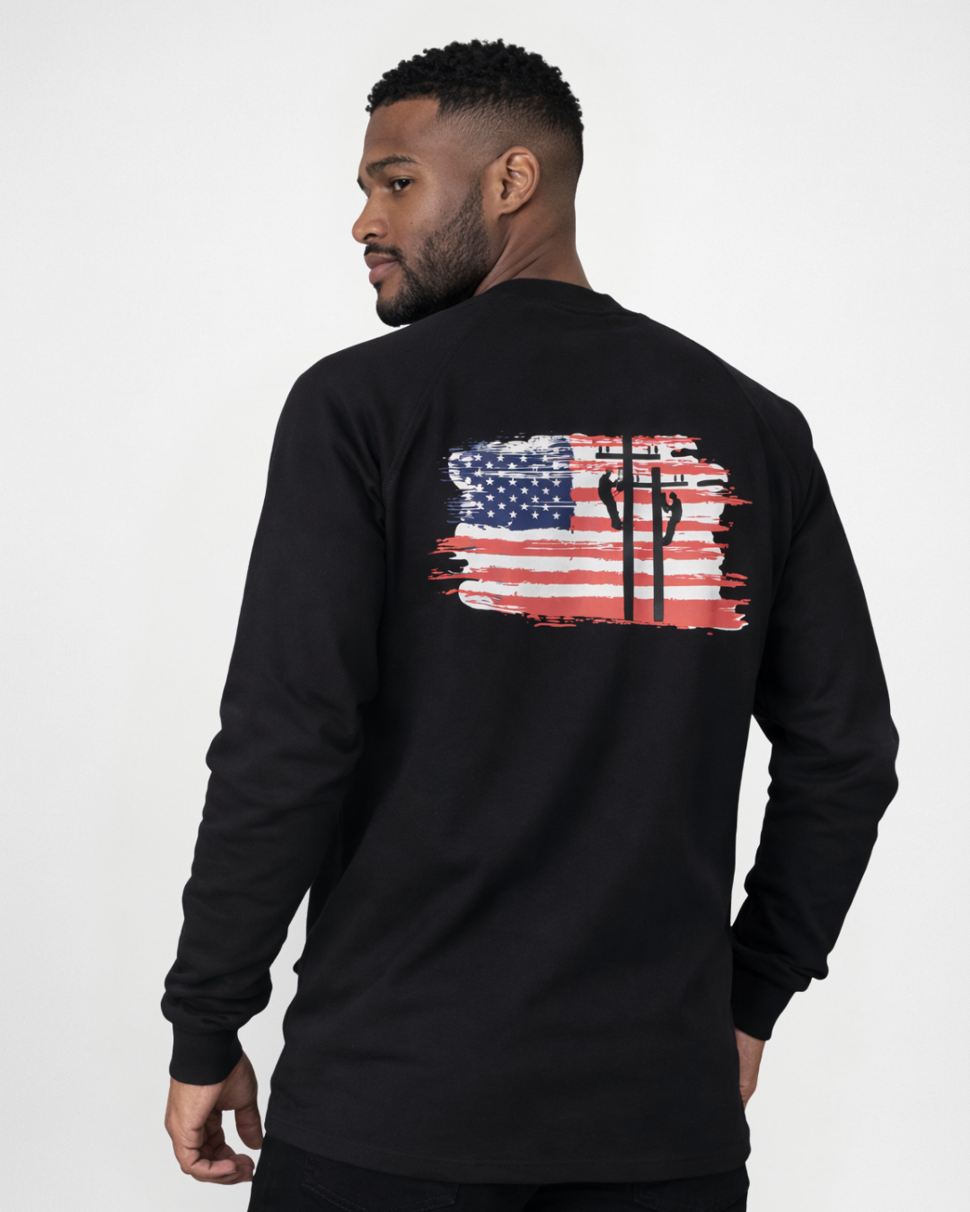 Forge Fr Men's Jet Black Graphic Printed Long Sleeve T-shirt