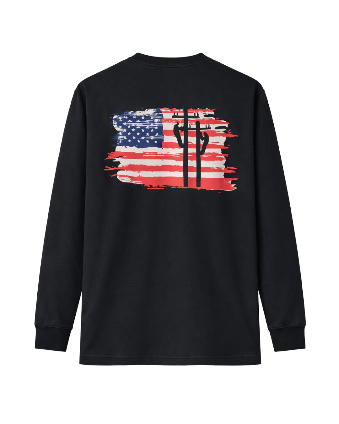 Forge Fr Men's Jet Black Graphic Printed Long Sleeve T-shirt
