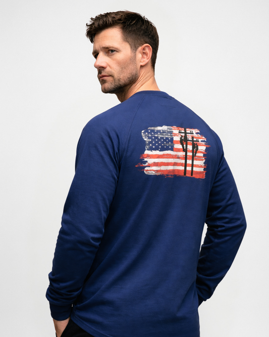 Forge Fr Men's Indigo Graphic Printed  Long Sleeve T-shirt