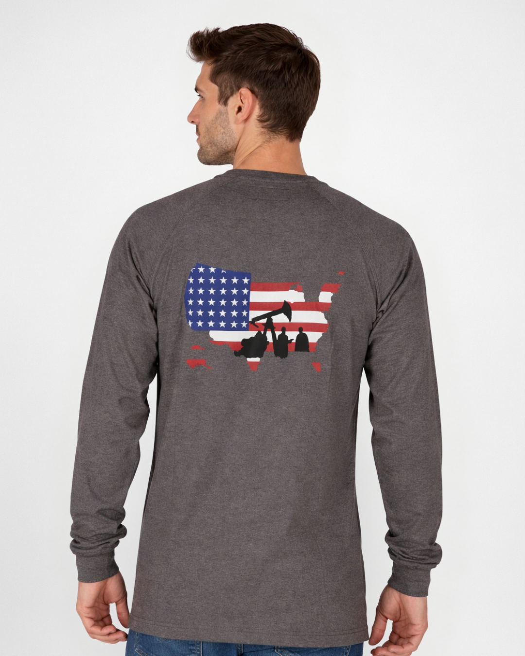 Forge Fr Men's Graphic Printed  Grey Long Sleeve T-shirt