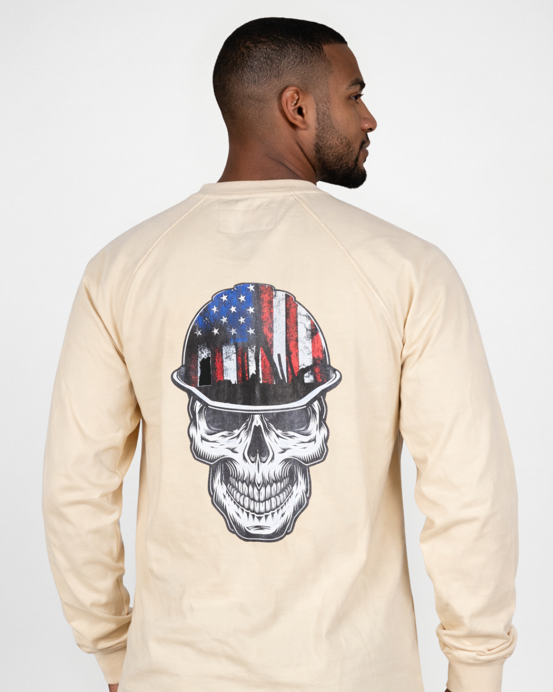 Forge Fr Men's Graphic Printed Beige Long Sleeve T-shirt