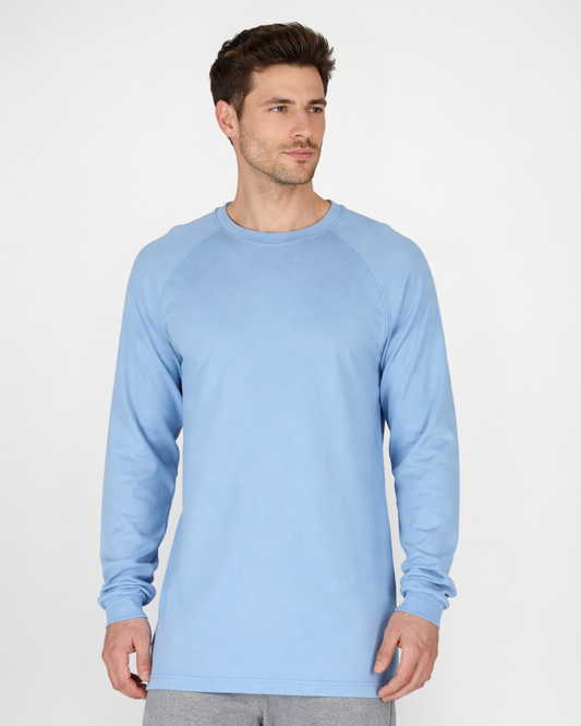 Forge Fr Men's Light Blue Crew Neck Long Sleeve T-shirt