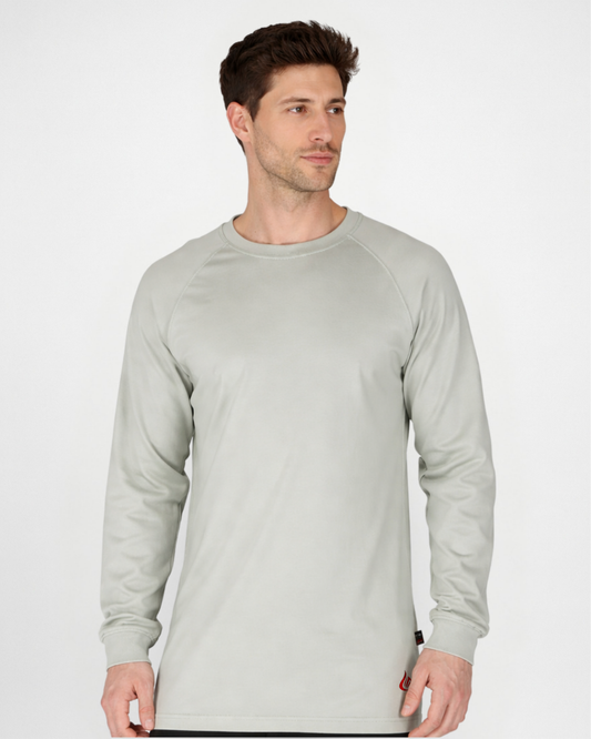 Forge Fr Men's Light Grey Crew Neck Long Sleeve T-shirt