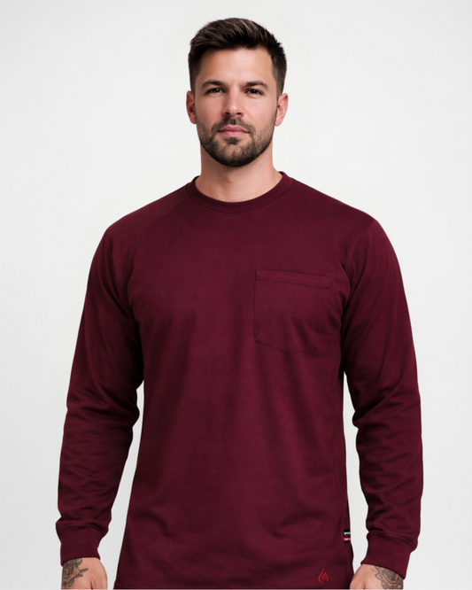 Forge Fr Men's Burgundy Light Weight Long Sleeve T-shirt