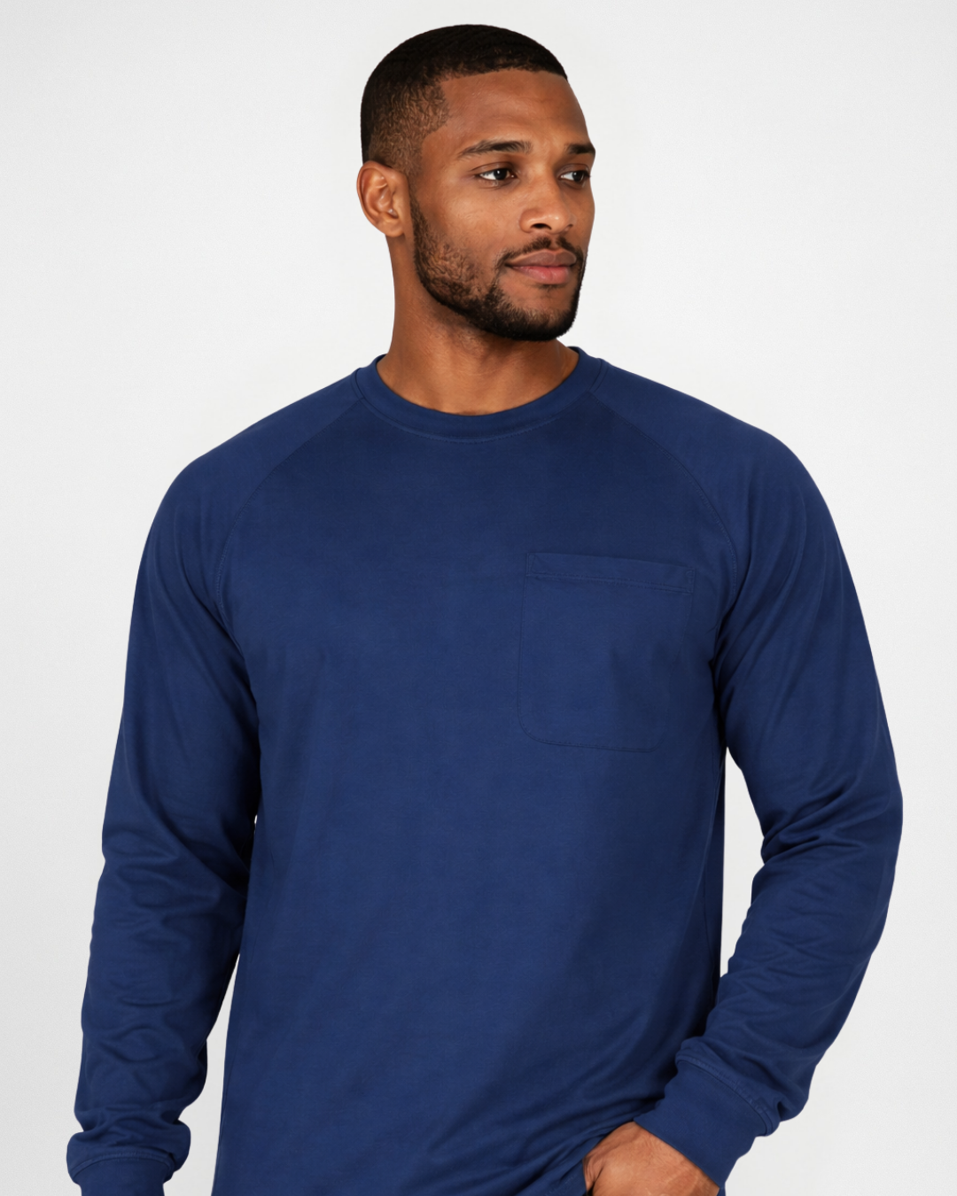 Forge Fr Men's Indigo Crew Neck Light Weight Long Sleeve T-shirt