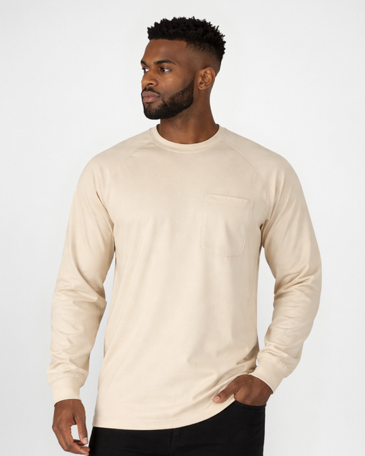 Forge Fr Men's Sand Crew Neck Light Weight Long Sleeve T-shirt