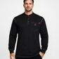 Forge Fr Men's Black Contrast Stitch Henley Neck Long Sleeve T-shirt