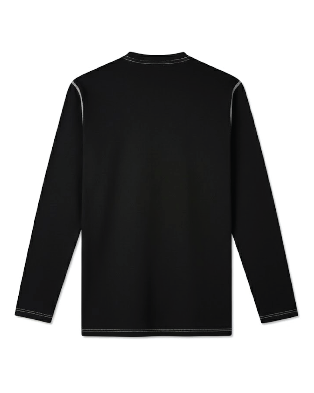 Forge Fr Men's Black Contrast Stitch Henley Neck Long Sleeve T-shirt