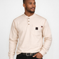 Forge Fr Men's Sand Contrast Stitch Henley Neck Long Sleeve T-shirt