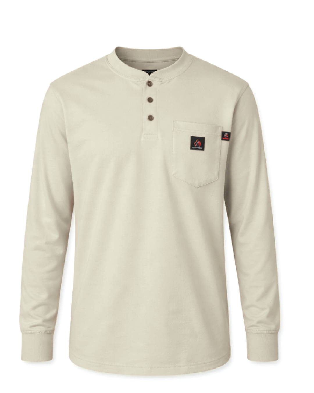 Forge Fr Men's Sand Contrast Stitch Henley Neck Long Sleeve T-shirt