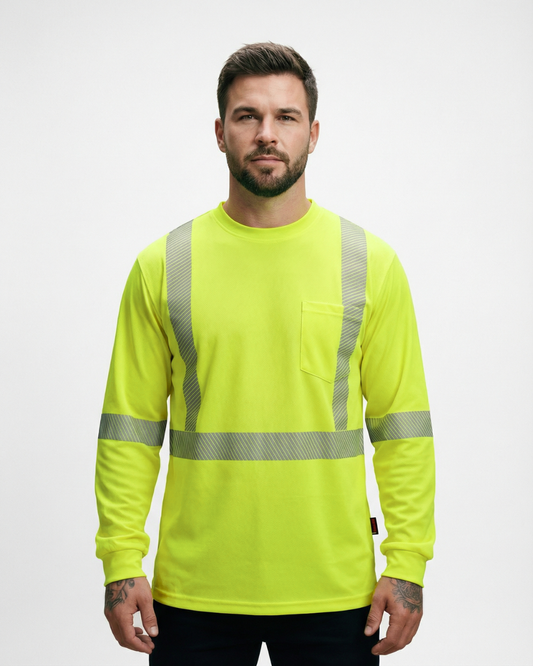 Forge Men's Yellow Hi-Vis Long Sleeve T-shirt