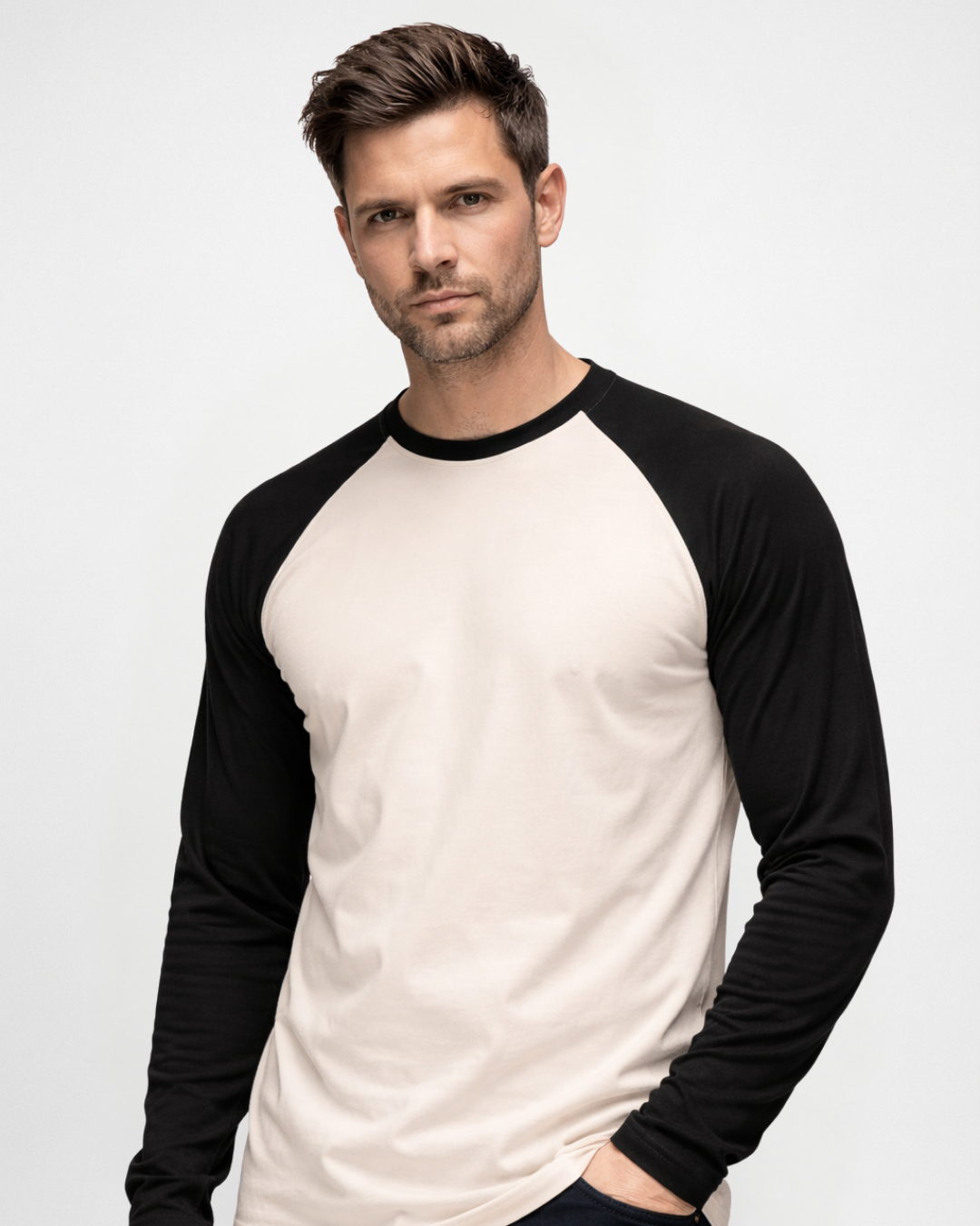 Forge Fr Men's Sand & Black Baseball Long Sleeve T-shirt