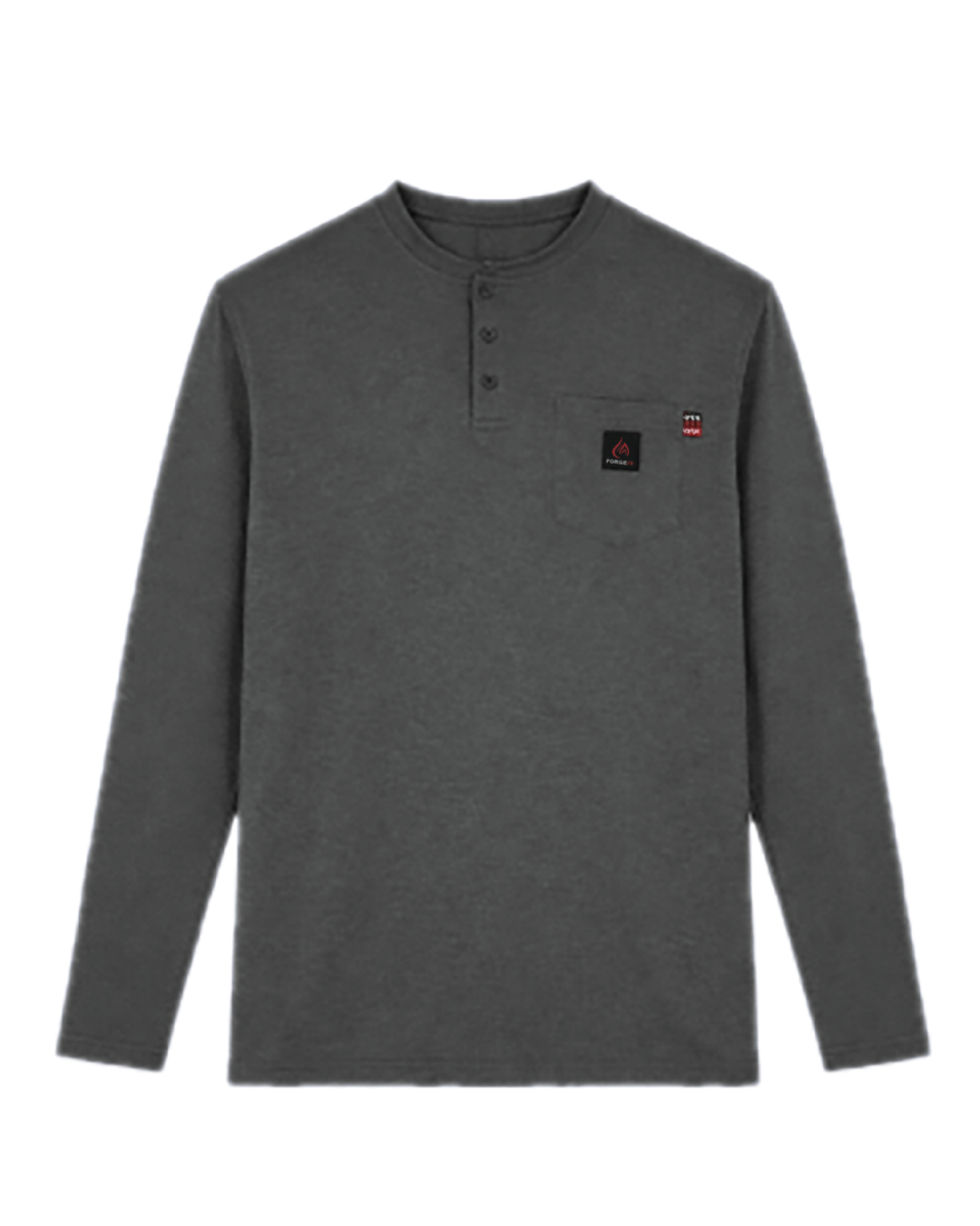 Forge Fr Men's Charcoal Grey Henley Neck Long Sleeve T-shirt
