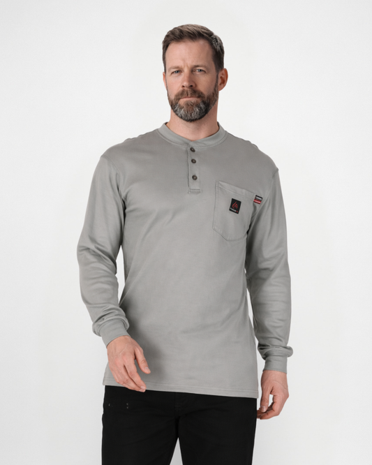 Forge Fr Men's Grey Henley Neck Long Sleeve T-shirt