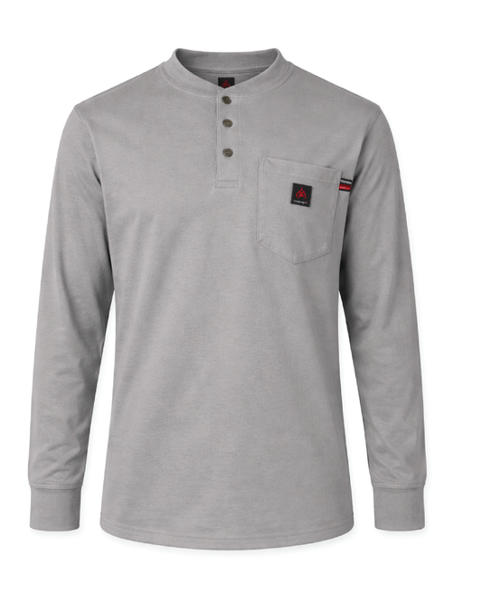 Forge Fr Men's Grey Henley Neck Long Sleeve T-shirt