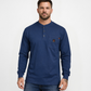 Forge Fr Men's Indigo Henley Neck Long Sleeve T-shirt