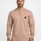 Forge Fr Men's Khaki Henley Neck Long Sleeve T-shirt