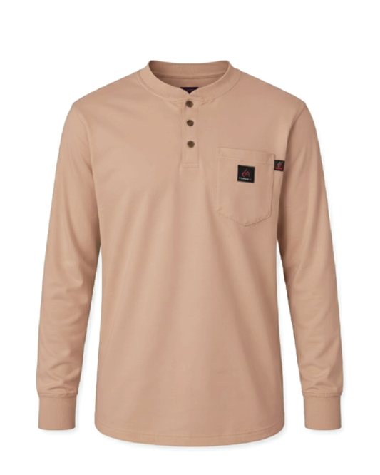 Forge Fr Men's Khaki Henley Neck Long Sleeve T-shirt
