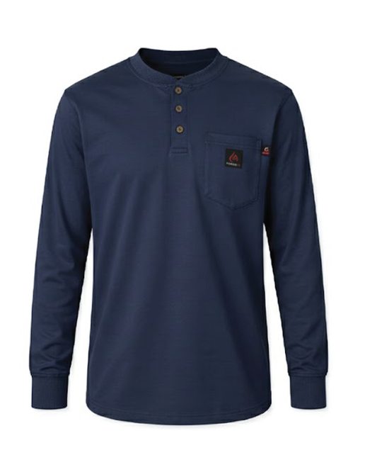Forge Fr Men's Navy Henley Neck Long Sleeve T-shirt