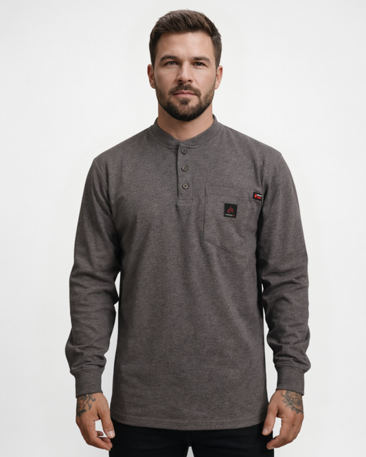 Forge Fr Men's Charcoal Grey Light Weight Henley Tee
