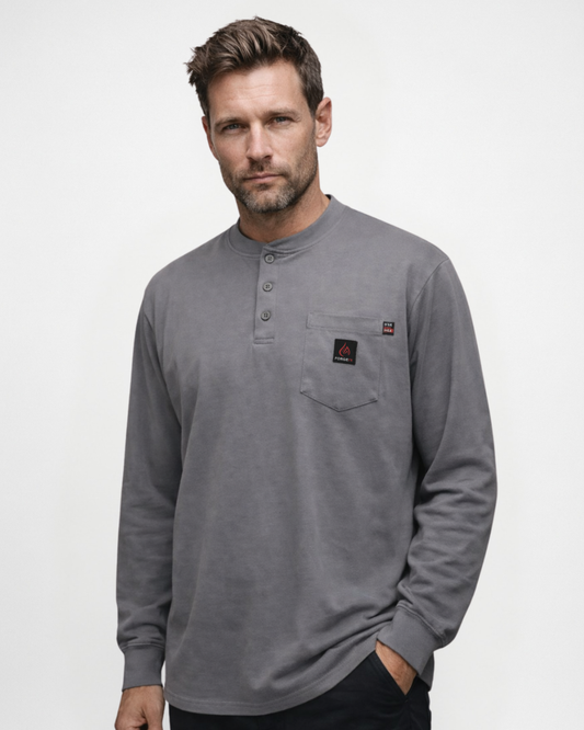 FORGE MEN'S FR VAT DYED  LIGHTE WEIGHTE HENLEY TEE