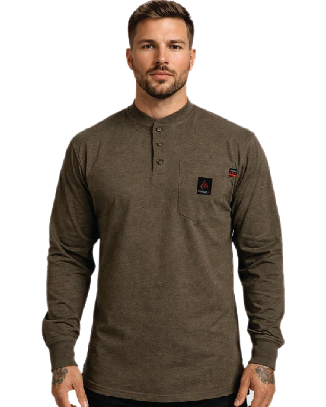 Forge Fr Men's Heather Brown  Light Weight Henley Tee