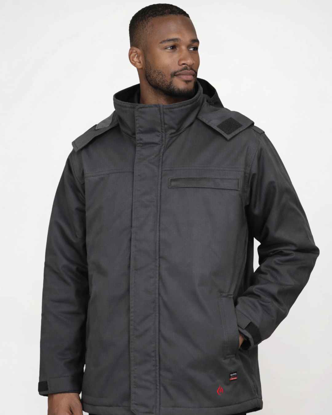 Forge Fr Me's Charcoal Grey Ripstop Insulated Jacket With Hood