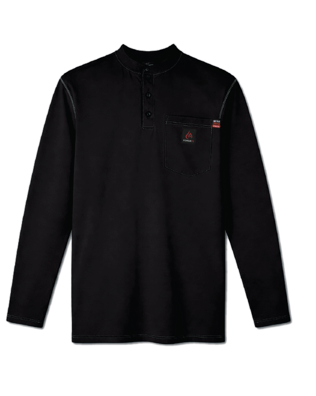 Forge Fr Men's  Light Weight Black Contrast Stitch Henley